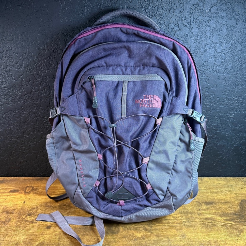 The North Face Borealis Backpack Purple Grey Hiking Laptop Bag Daypack
